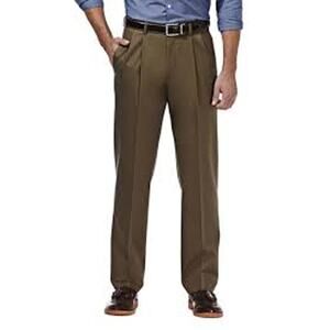 Haggar Brown Flat Front Straight Leg Dress Pants Chinos Men's Size 34x30